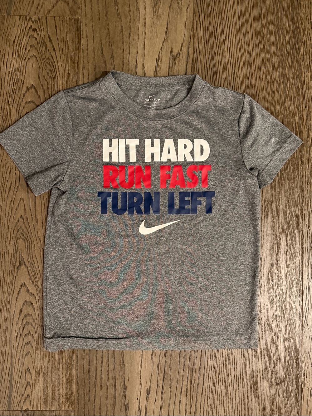 Nike Dri-FIT Boys "Hit Hard, Run Fast, Turn Left" Baseball Graphic T-Shirt